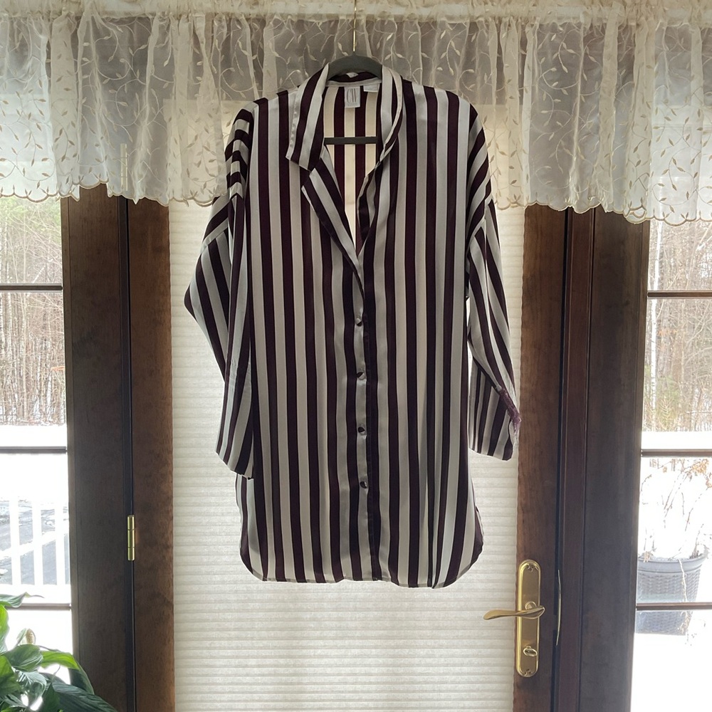 Chic Striped Button-Up Nightgown
